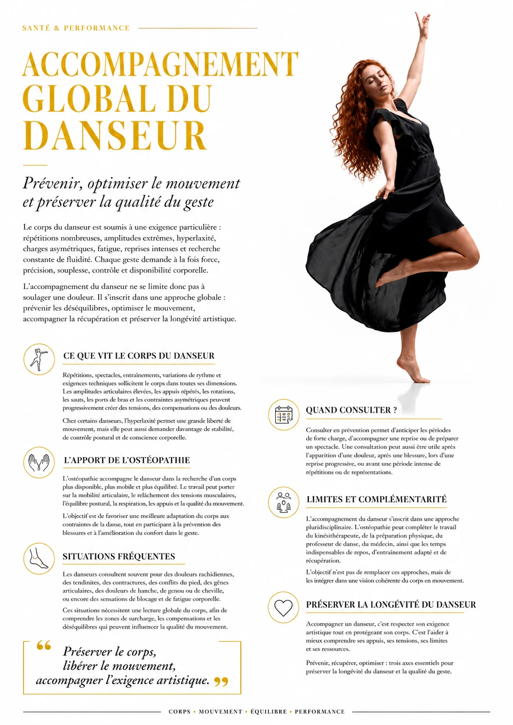 Accompagnement ostéopathique d'une danseuse - Francis MOMBO, Montpellier